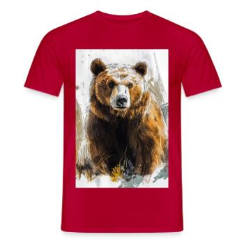Illustration eines Bären - Männer T-Shirt - Rot - Vorne - AI Model Male 178 dark (178cm)