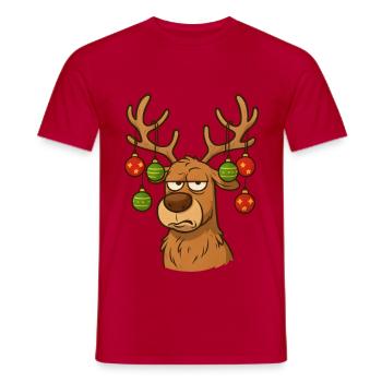  Hirsch Rudolph Frohe Weihnachten süß - Männer T-Shirt - Rot - Vorne - AI Model Male 178 dark (178cm)
