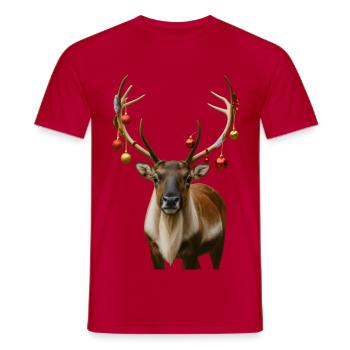 Rentier Weihnachts Reh Hirsch - Männer T-Shirt - Rot - Vorne - AI Model Male 178 dark (178cm)