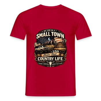 Amerikanischer Stil T-Shirt Amerikanischer Stil - Männer T-Shirt - Rot - Vorne - AI Model Male 178 dark (178cm)