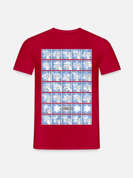 Deutsches Fingeralphabet 4 - blau / - Männer T-Shirt - Rot