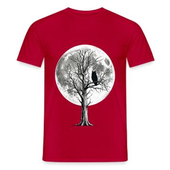 Mondnächteule auf kahler Baumkrone - Männer T-Shirt - Rot - Vorne - AI Model Male 178 dark (178cm)