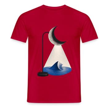 Tidal Light - Surreal Moon Lamp and Ocean - Men's T-Shirt - red - Front - AI Model Male 178 dark (178cm)