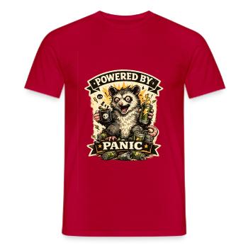 Powered by Panic Ferret - Men's T-Shirt - red - Front - AI Model Male 178 dark (178cm)