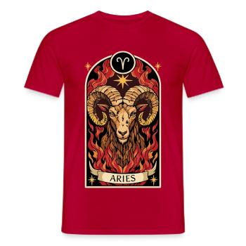 WIDDER-Tierkreiszeichen - Männer T-Shirt - Rot - Vorne - AI Model Male 178 dark (178cm)
