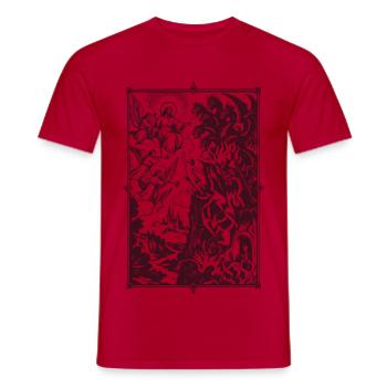 Ritterszene und Drachen im Rahmen - Männer T-Shirt - Rot - Vorne - AI Model Male 178 dark (178cm)