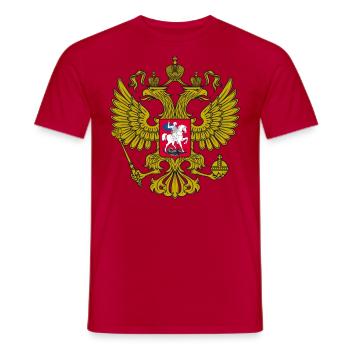 Manteau de bronzage Rossii Russie des bras - T-shirt homme - rouge - Devant - AI Model Male 178 dark (178cm)