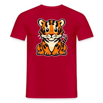 TIGER BABYTIGER KATZE LÖWE RAUBTIER GESTREIFT FELL - Männer T-Shirt - Rot - Vorne - AI Model Male 178 dark (178cm)