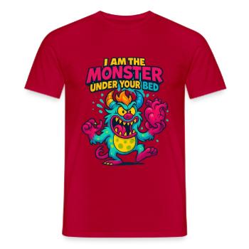 monstre sous ton lit - T-shirt homme - rouge - Devant - AI Model Male 178 dark (178cm)