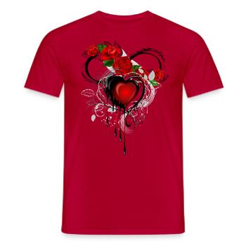 Night flowers gothic goth skull death skull punk - Men's T-Shirt - red - Front - AI Model Male 178 dark (178cm)