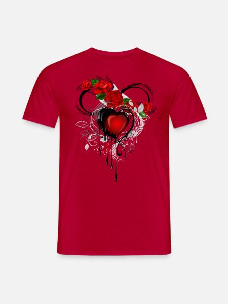 Nuit fleurs gothique goth crâne mort crâne punk - T-shirt homme - rouge
