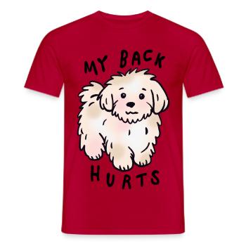 Fluffy Maltese Dog – Cute Cartoon Dog - Men's T-Shirt - red - Front - AI Model Male 178 dark (178cm)