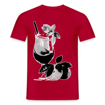 Drink Cocktail Glass Orange Black White Graphic - Men's T-Shirt - red - Front - AI Model Male 178 dark (178cm)