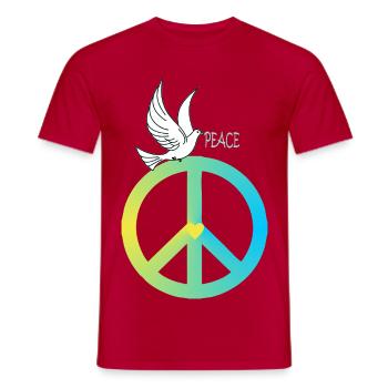 Signe de paix Colombe de la paix - T-shirt homme - rouge - Devant - AI Model Male 178 dark (178cm)