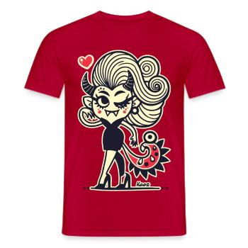 Pop Art Démon au Cœur de Lune - T-shirt homme - rouge - Devant - AI Model Male 178 dark (178cm)