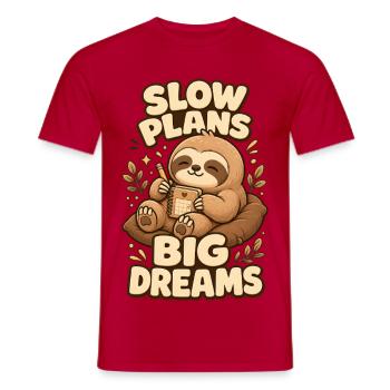 Slow Plans Big Dreams Faultier - Männer T-Shirt - Rot - Vorne - AI Model Male 178 dark (178cm)