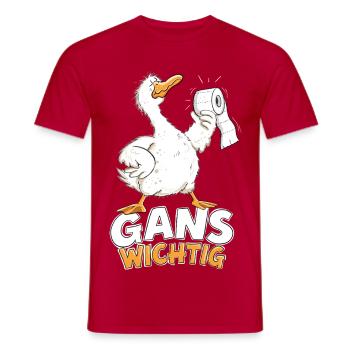 Gans Wichtig Klopapier Gänse Wortspiel Humor - Männer T-Shirt - Rot - Vorne - AI Model Male 178 dark (178cm)