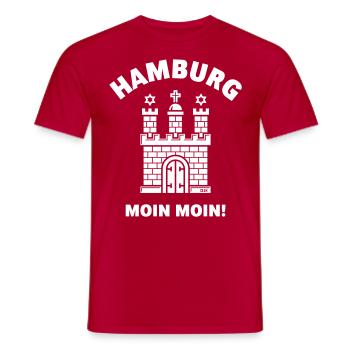 Hamburg – Moin Moin (Hamburgisch / Wappen) - Männer T-Shirt - Rot - Vorne - AI Model Male 178 dark (178cm)