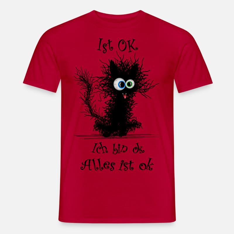 Katze Ich bin ok it`s fine - Männer T-Shirt - Rot