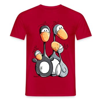 Famille Pingouin mignon - T-shirt homme - rouge - Devant - AI Model Male 178 dark (178cm)