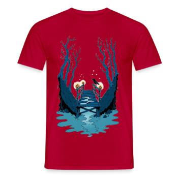 Gruselbrücke im Wald - Männer T-Shirt - Rot - Vorne - AI Model Male 178 dark (178cm)