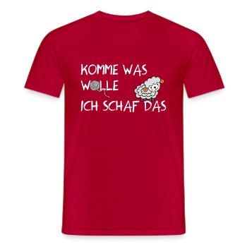 Komme was Wolle Ich Schaf das Stricken Nähen Damen - Männer T-Shirt - Rot - Vorne - AI Model Male 178 dark (178cm)