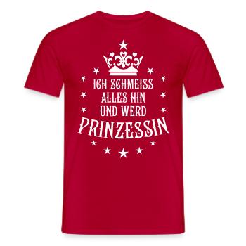Ich schmeiss alles hin und werd Prinzessin - Männer T-Shirt - Rot - Vorne - AI Model Male 178 dark (178cm)