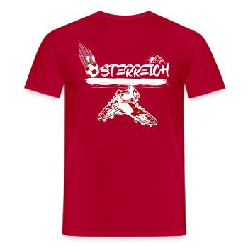 Austria Fussball flying ball - Männer T-Shirt - Rot - Vorne - AI Model Male 178 dark (178cm)