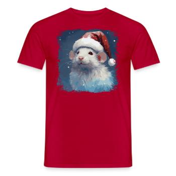 Coole Weihnachtsratte - Männer T-Shirt - Rot - Vorne - AI Model Male 178 dark (178cm)