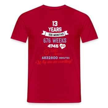 Drôle d’anniversaire 13 ans Pourquoi comptons-nous? - T-shirt homme - rouge - Devant - AI Model Male 178 dark (178cm)