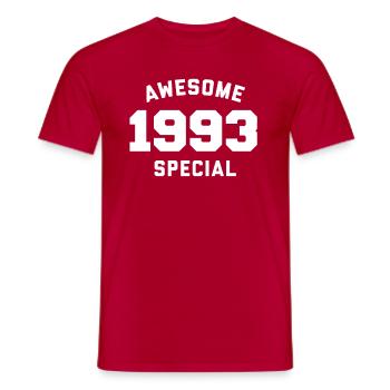 Funny Birthday Awesome Special 1993 - Men's T-Shirt - red - Front - AI Model Male 178 dark (178cm)
