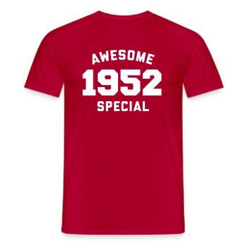 Funny Birthday Awesome Special 1952 - Men's T-Shirt - red - Front - AI Model Male 178 dark (178cm)