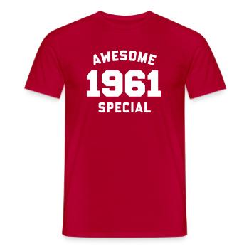 Funny Birthday Awesome Special 1961 - Men's T-Shirt - red - Front - AI Model Male 178 dark (178cm)