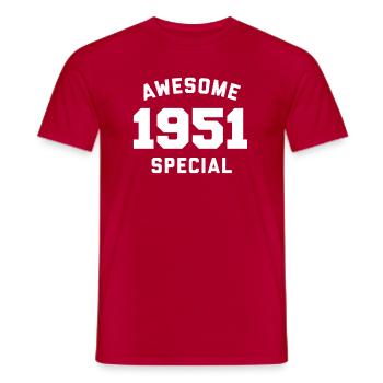 Funny Birthday Awesome Special 1951 - Men's T-Shirt - red - Front - AI Model Male 178 dark (178cm)