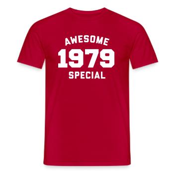 Funny Birthday Awesome Special 1979 - Men's T-Shirt - red - Front - AI Model Male 178 dark (178cm)
