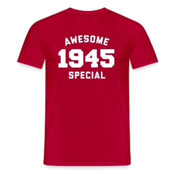 Funny Birthday Awesome Special 1945 - Men's T-Shirt - red - Front - AI Model Male 178 dark (178cm)