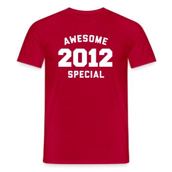 Funny Birthday Awesome Special 2012 - Men's T-Shirt - red - Front - AI Model Male 178 dark (178cm)