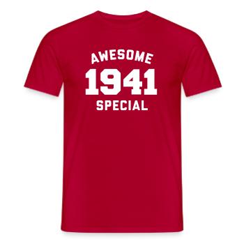 Funny Birthday Awesome Special 1941 - Men's T-Shirt - red - Front - AI Model Male 178 dark (178cm)