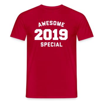 Funny Birthday Awesome Special 2019 - Men's T-Shirt - red - Front - AI Model Male 178 dark (178cm)