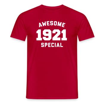 Funny Birthday Awesome Special 1921 - Men's T-Shirt - red - Front - AI Model Male 178 dark (178cm)