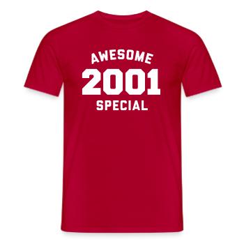 Funny Birthday Awesome Special 2001 - Men's T-Shirt - red - Front - AI Model Male 178 dark (178cm)