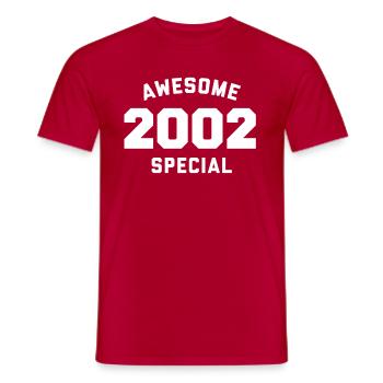 Funny Birthday Awesome Special 2002 - Men's T-Shirt - red - Front - AI Model Male 178 dark (178cm)