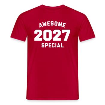 Funny Birthday Awesome Special 2027 - Men's T-Shirt - red - Front - AI Model Male 178 dark (178cm)