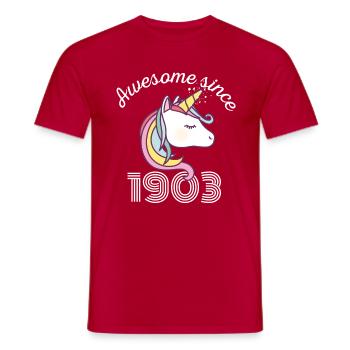 Lustiger Geburtstag Awesome seit 1903 - Männer T-Shirt - Rot - Vorne - AI Model Male 178 dark (178cm)