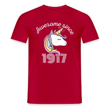 Funny Birthday Awesome seit 1917 - Männer T-Shirt - Rot - Vorne - AI Model Male 178 dark (178cm)
