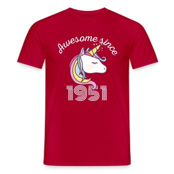 Funny Birthday Awesome Since 1951 - Men's T-Shirt - red - Front - AI Model Male 178 dark (178cm)