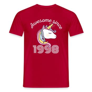 Funny Birthday Awesome Since 1998 - Men's T-Shirt - red - Front - AI Model Male 178 dark (178cm)