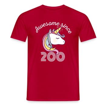Funny Birthday Awesome Since 2000 - Men's T-Shirt - red - Front - AI Model Male 178 dark (178cm)