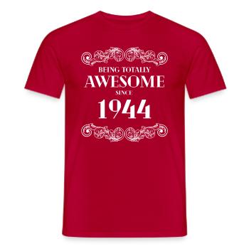 Funny Birthday Being Totally Awesome Since 1944 - Men's T-Shirt - red - Front - AI Model Male 178 dark (178cm)