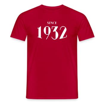 Funny Birthday Since 1932 - Men's T-Shirt - red - Front - AI Model Male 178 dark (178cm)
